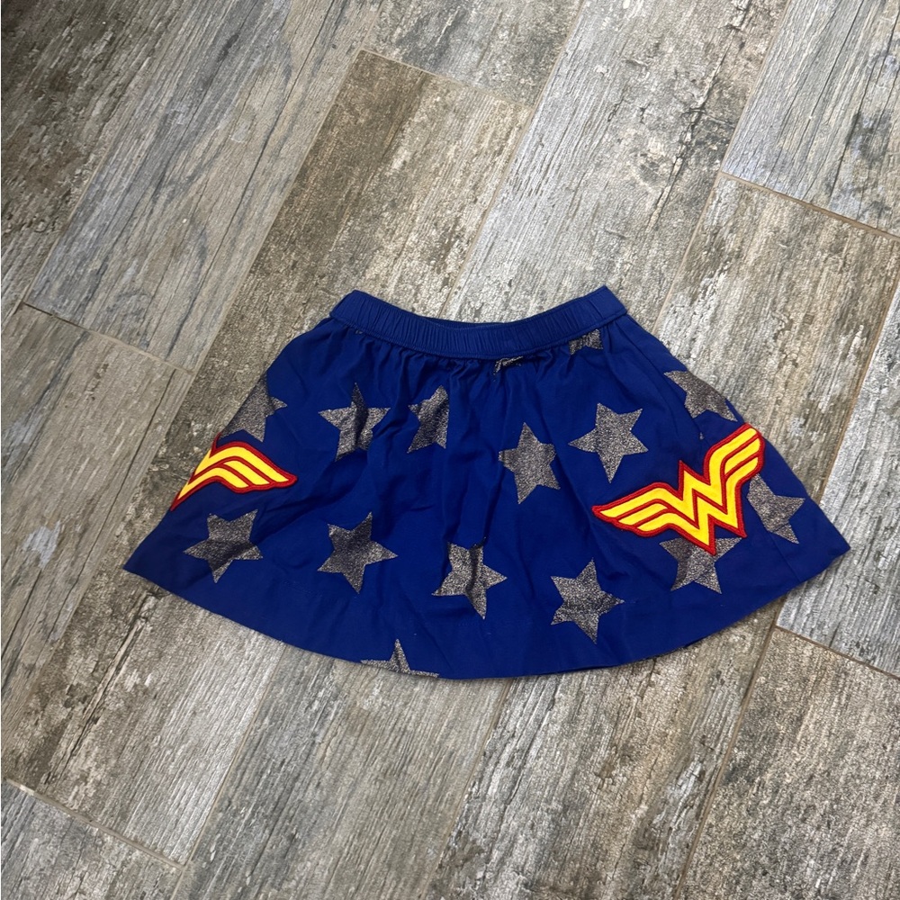Hanna Andersson Wonder Woman Blue Skirt with sparkly Stars and Red Accents